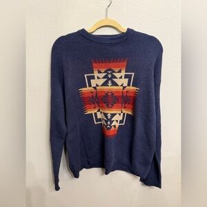 Womens Pendelton Chief Joseph 100% Cotton Crew Sweater Large